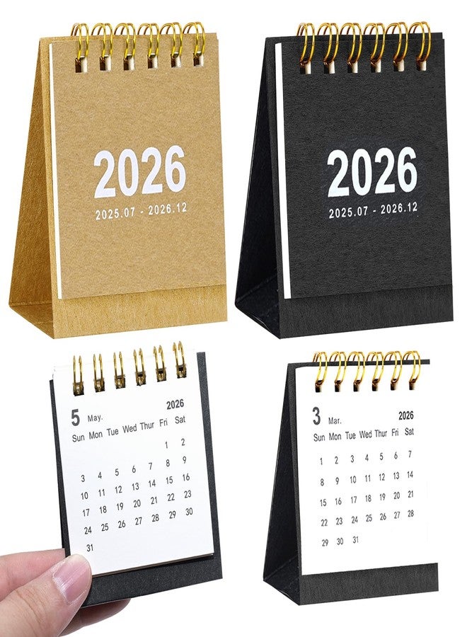 Vukasi 2Packs Mini Desk Calendar 2025-2026, Small Standing Flip Desk Calendar 2026, July 2025 until Dec 2026 Monthly Desktop Calendar for Daily Schedule School Office Supplies - Image 1